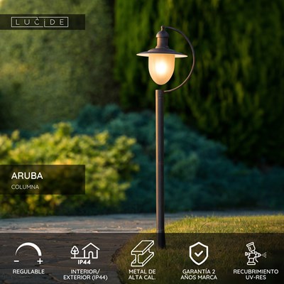 Lucide ARUBA - Columna - Ø 25 cm - 1xE27 - IP44 - Marrón óxido